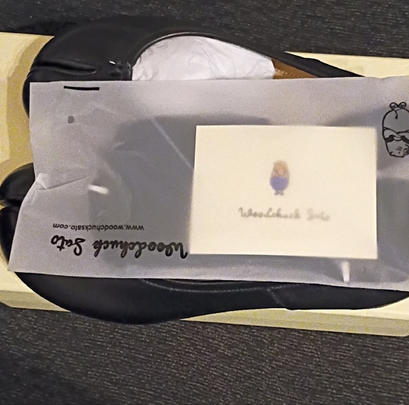 WoodChuckSato  Tabi Black Leather Ballet Flats - Picture 7 of 8